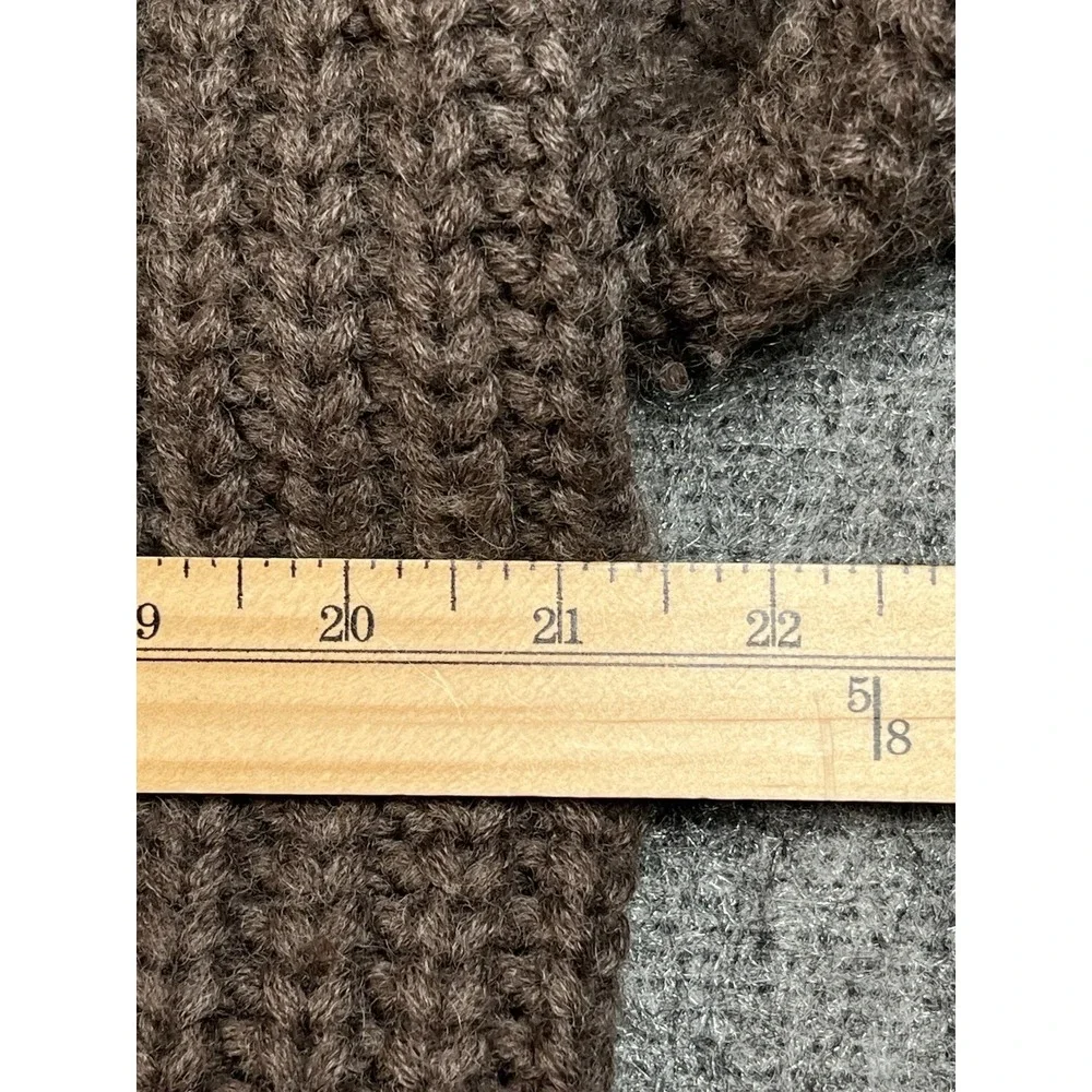 J. Crew Cardigan Hand Knit Wool Brown Fishermen Chunky Cable Knit Sweater‎ Large